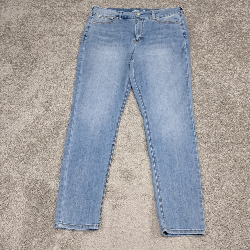 Seven7 Womens Tummy Less High‎ Rise Skinny Jeans Medium Wash Blue 16